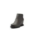 Sorel Women's Joan of Arctic Wedge III Zip Boot — Waterproof Leather Wedge Boots, Quarry, Black, 9