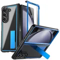 Poetic Guardian Case for Samsung Galaxy Z Fold 5 7.6 Inch,[Kickstand][Mil-Grade Protection] Ultra-Thin Full-Body Hybrid Shockproof Protective Rugged Cover with Built-in Screen Protector, Blue/Clear