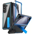 Poetic Guardian Case for Samsung Galaxy Z Fold 5 7.6 Inch,[Kickstand][Mil-Grade Protection] Ultra-Thin Full-Body Hybrid Shockproof Protective Rugged Cover with Built-in Screen Protector, Blue/Clear