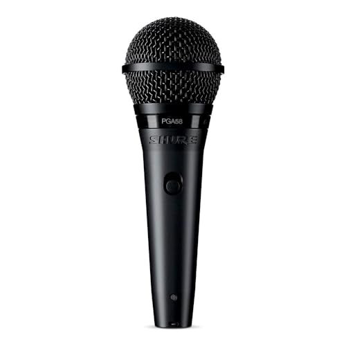 Shure PGA58-XLR Cardioid Dynamic Vocal Microphone with XLR to XLR Cable,Black,5.00 x 10.00 x 3.50