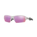Oakley Men's Oo9271 Flak 2.0 Low Bridge Fit Rectangular Sunglasses, Polished White on Grey/Prizm Golf, 61 mm