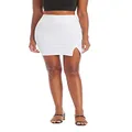 H&C Women Premium Nylon Ponte Stretch Office Pencil Skirt Made Below Knee Made in The USA, Ksk45012-1073t-white, Medium