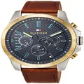 Tommy Hilfiger 1791561 Men's Wristwatch, Brown, Dial Color - Blue, Watch Multifunction,Quartz,Casual