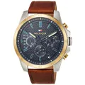 Tommy Hilfiger 1791561 Men's Wristwatch, Parallel Import Product, Brown, Dial Color - Blue, Watch Multifunction,Quartz,Casual