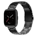 Wearlizer Stainless Steel Band Compatible for Fitbit Versa/Fitbit Versa Lite Bands Women Men,Ultra-Thin Lightweight Replacement Band Strap Bracelet Compatible for Fitbit Versa Black