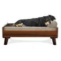 Furhaven Elevated Dog Bed Frame for 30" x 20" Medium Dog Beds, Easy Assembly - Mid-Century Modern Bed Frame - Walnut, Medium