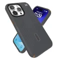 Speck iPhone 15 Pro Max Case - ClickLock No-Slip Interlock, MagSafe Compatible, Drop Protection Grip - Soft Touch 6.7 Inch Phone Case - Presidio2 Grip Charcoal Grey/Cool Bronze/White
