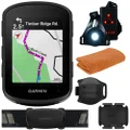 Garmin 010-02694-10 Edge 540, Compact GPS Cycling Computer with Sensor Bundle with Workout Cooling Sport Towel and Deco Essentials Wearable Commuter Front and Rear Safety Light