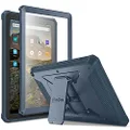 Fintie Case for Amazon Fire HD 10 and Fire HD 10 Plus Tablet (Only Compatible with 11th Generation 2021 Release), [Tuatara] Rugged Unibody Hybrid Kickstand Cover w/ Built-in Screen Protector, Navy