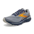 Brooks Men s Adrenaline GTS 23 Supportive Running Shoe - Grey/Crown Blue/Orange - 7.5 Medium