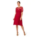 Adrianna Papell Women's Beaded Midi Dress, Cranberry, 16