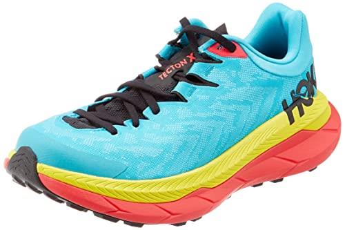 HOKA ONE ONE Womens Tecton X Textile Synthetic Scuba Blue Diva Pink Trainers 6 US