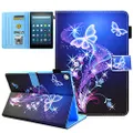Kindle Fire HD 8 Case - JZCreater Folio PU Leather Smart Case Cover with Auto Wake/Sleep for All-New Fire HD 8 Tablet (8inch Display 2017 and 2016 Release, 7th / 6th Generation), Butterfly