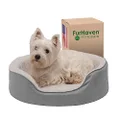 Furhaven Pet Dog Bed - Round Oval Cuddler Orthopedic Foam Nest Lounger Pet Bed for Dogs and Cats, Gray, Medium