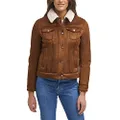 Levi's Women's Sherpa Faux Leather Trucker Jacket (Standard & Plus Sizes), Cognac Faux Shearling, Medium