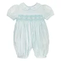 Petit Ami Baby Girls’ French Bubble with Diamond Smocking, 9 Months, Mint