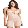 SPANX Women's Suit Your Fancy Plunge Low-Back Mid-Thigh Bodysuit, Champagne Beige, X-Large