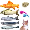 Youngever 7 Cat Toys Assortment with 5 Refillable Catnip Fish Cat Toys and 2 Catnip Fur Mouse Cat Toys, Extra Catnip for Refill, for Cat, Puppy, Kitty, Kitten, Ferret, Rabbit