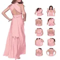 A.dasi Women's Convertible Multiway Wrap Maxi Dress Backless Cocktail Evening Party Long Dresses, Pink, X-Large