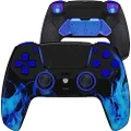 HexGaming RIVAL PRO 4 Mappable Back Buttons & Replaceable Joysticks & Flash Shot Compatible with ps5 Pro Controller Wireless Gampad - Blue Flame