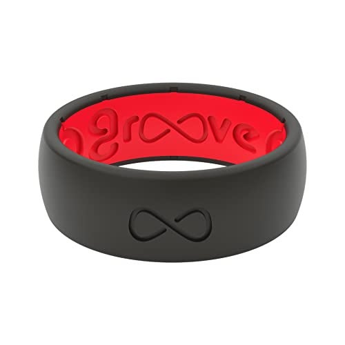 Groove Life Solid Silicone Ring Breathable Rubber Wedding Rings for Men, Lifetime Coverage, Unique Design, Comfort Fit Ring, 10, Silicone, No Gemstone