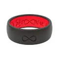 Groove Life - Silicone Ring For Men and Women Wedding or Engagement Rubber Band with Lifetime Coverage, Breathable Grooves, Comfort Fit, and Durability - Original Solid Midnight Black/Red Size 10