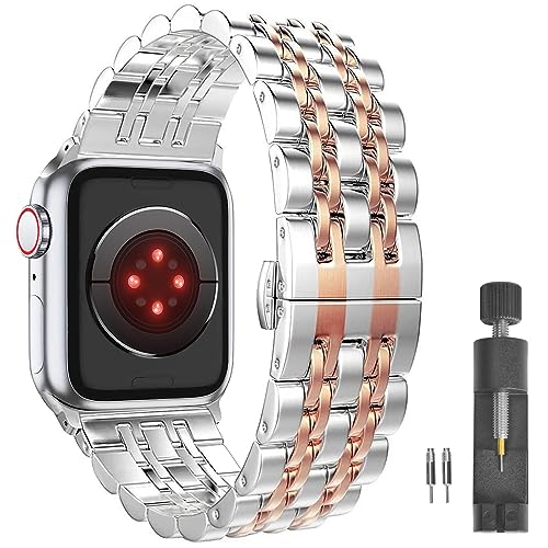 AmzAokay Band Compatible with Apple Watch Series Ultra SE Series 10 9 8 7 6 5 4 40mm 41mm 44mm 45mm 49mm/ Series 3 2 1 38mm 42mm for Women Men,Stainless Steel Band for Iwatch Replacement Strap