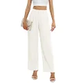 Feiersi Women's Business Work Trousers High Waisted Wide Leg Pants Long Straight Suit Pants with Pocket, 13white, XX-Large