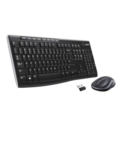 Logitech MK270 Wireless Keyboard and Mouse Combo for Windows, 2.4GHz Wireless, Compact Mouse, 8 Multimedia and Shortcut Keys, 2 Years Battery, PC, Laptop PC, Spanish QWERTY - Black