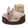 Furhaven Pet Dog Bed - Round Oval Cuddler Orthopedic Foam Nest Lounger Pet Bed for Dogs and Cats, Espresso, Medium