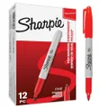 Sharpie Permanent Markers, Fine Tip, Red, Box Of 12