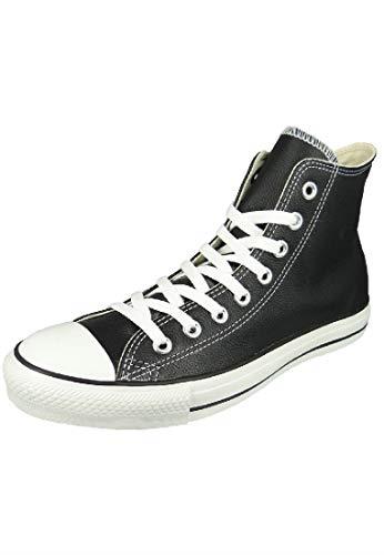 Converse Women's Chuck Taylor All Star Leather High Top Sneaker, Black Leather, 12