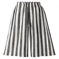 CHARTOU Women's Casual Striped High-Waist Wide-Leg Cotton Lightweight Palazzo Capri Culotte Pants (Black, Large)