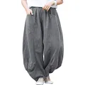 IXIMO Women's Linen Pants Casual Wide Leg Cropped Relax Fit Pants Front Pockets Capris…, Kz116-gray, X-Large
