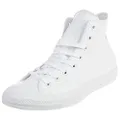 Converse Mens Unisex Chuck Taylor All Star Leather Hi Fashion Sneaker Shoe, White Monochrome, 9