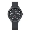 Mondaine Helvetica Smartwatch for Men (MH1B2S20RB) Swiss Made, Black Rubber Strap, Black Stainless Steel Case, Black Face, White Hands and Numbers