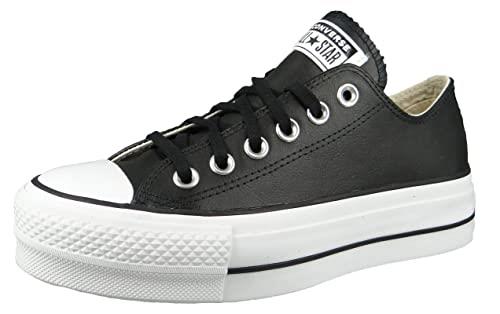 Converse Women's Chuck Taylor All Star Lift Platform Denim Fashion Sneakers, Black/White, 10.5