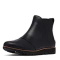 Sorel Women's Harlow Chelsea Rain Boot — Waterproof Leather Ankle Booties, Black, 5