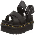 Dr. Martens Women's Voss Ankle Strap Sandal, Black Hydro Leather, 5