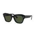 Ray-Ban Rb2186 State Street Square Sunglasses, Black/G-15 Green, 52 mm