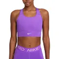 Nike Dri-FIT Swoosh Medium-SupportPadded Longline Sports Bra (Berry),Large