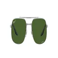 Ray-Ban RB3699 Square Sunglasses, Silver/Dark Green Polarized, 56 mm