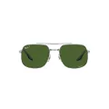 Ray-Ban RB3699 Square Sunglasses, Silver/Dark Green Polarized, 56 mm