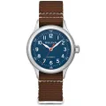 Bulova Men's Military A11 Stainless Steel 3-Hand Hack Automatic Watch, Brown Leather Strap and Blue Dial Style: 96A282, Silver, Automatic Watch