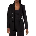 Anne Klein Women's Faux Double Breasted Patch Pocket Jacket, Asphalt, Small