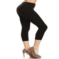 Leggings Depot NCL27-Black-Medium Solid Capri Yoga Pants