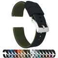 22mm Black/Army Green - BARTON WATCH BANDS Elite Silicone Watch Bands - Quick Release - Choose Strap Color & Width
