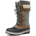 DREAM PAIRS Women's Mid-Calf Waterproof Winter Snow Boots, Black/Grey, 11