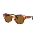 Ray-Ban Women's RB2186 State Street Square Sunglasses, Striped Havana/Brown, 49 mm