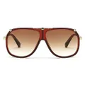 Freckles Mark 70s Italian Mob Boss Retro Square Sunglasses for Men Women Cool Vintage Sun Glasses, Brown, Medium